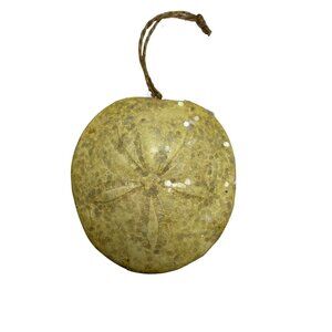 Vintage Sand Dollar-Inspired Hanging Ornament With Jute String 3.5" Handcrafted